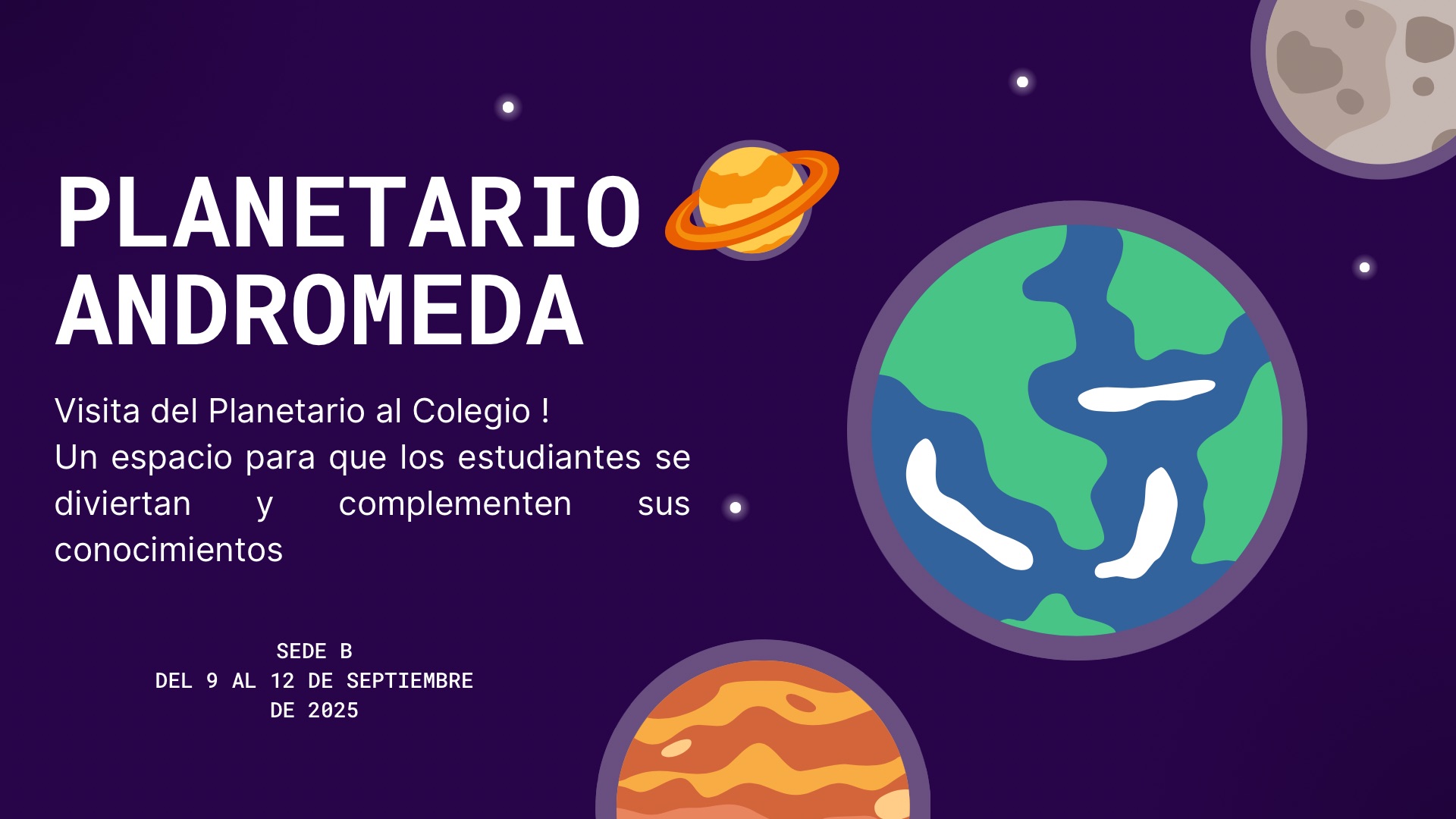 Imagen con texto del planetario