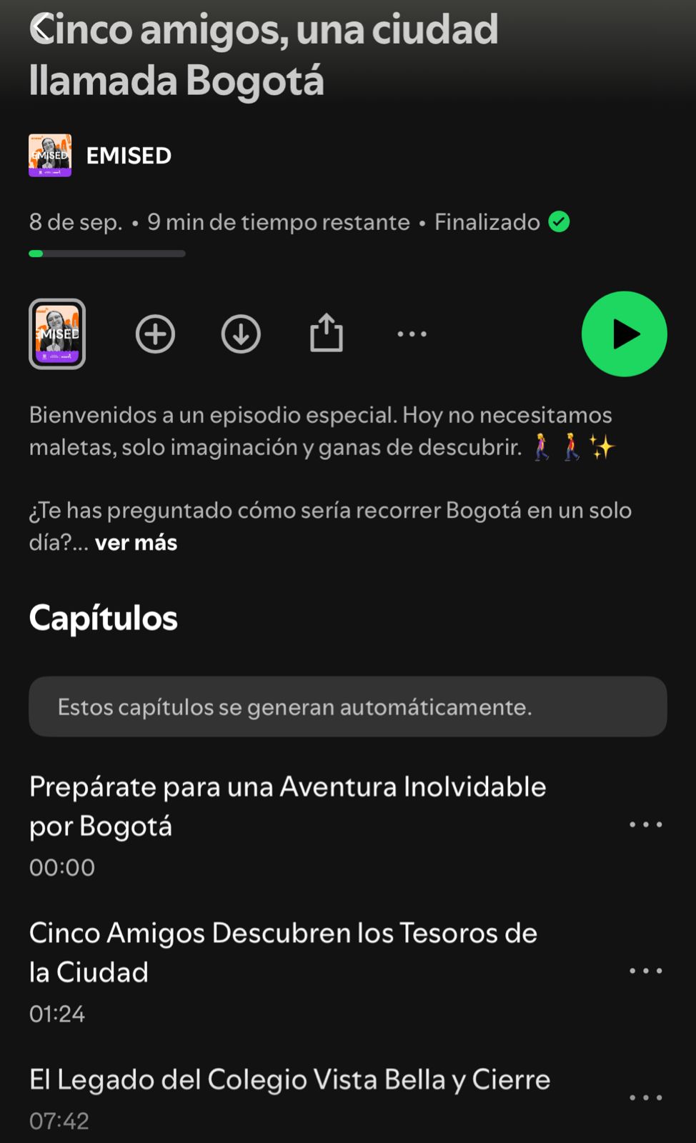 Emisora Radio Vista Bella en el canal de Spotify de la EMISED