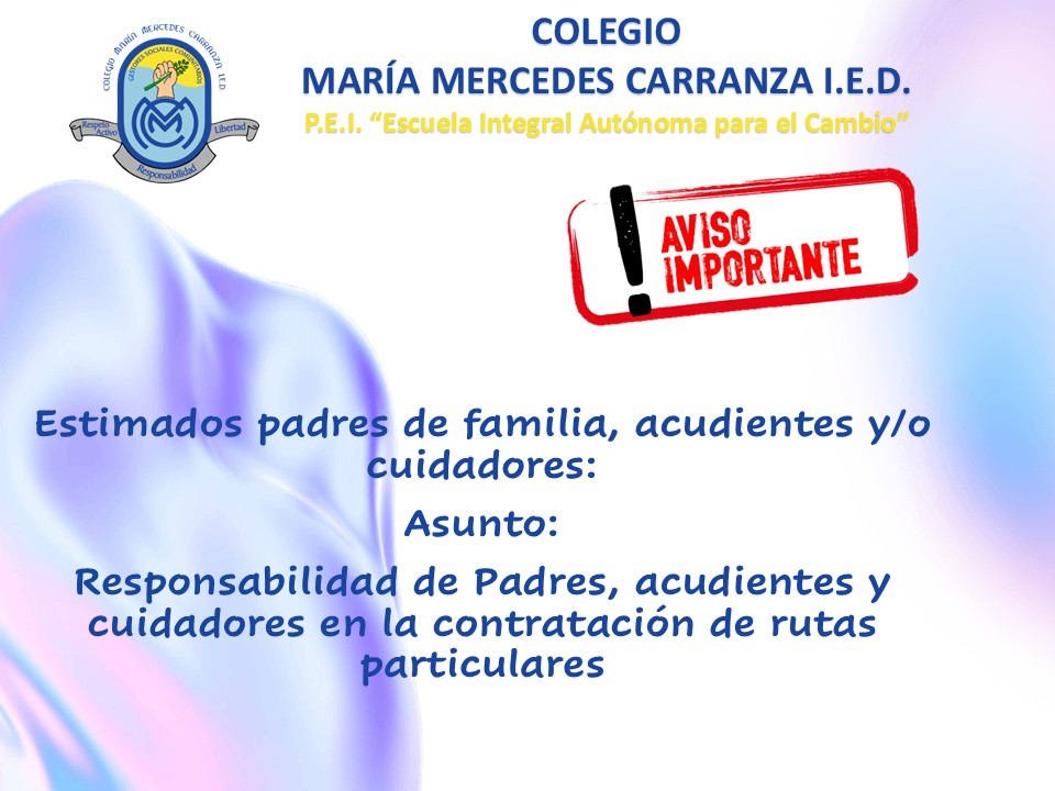 Responsabilidad de Padres, acudientes y cuidadores en la contratación de rutas particulares