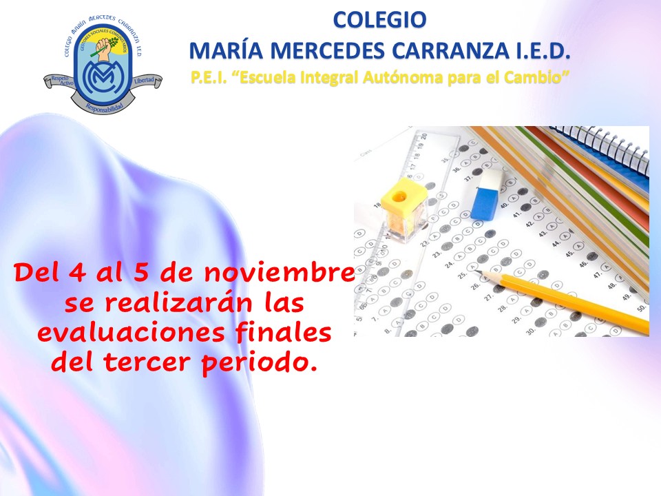Evaluaciones finales tercer periodo