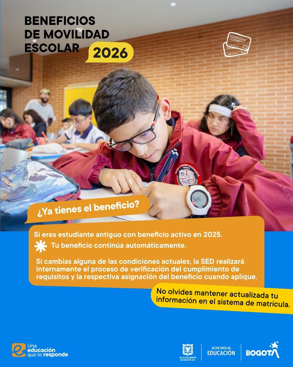 Beneficio de movilidad para los estudiantes en colegios distritales