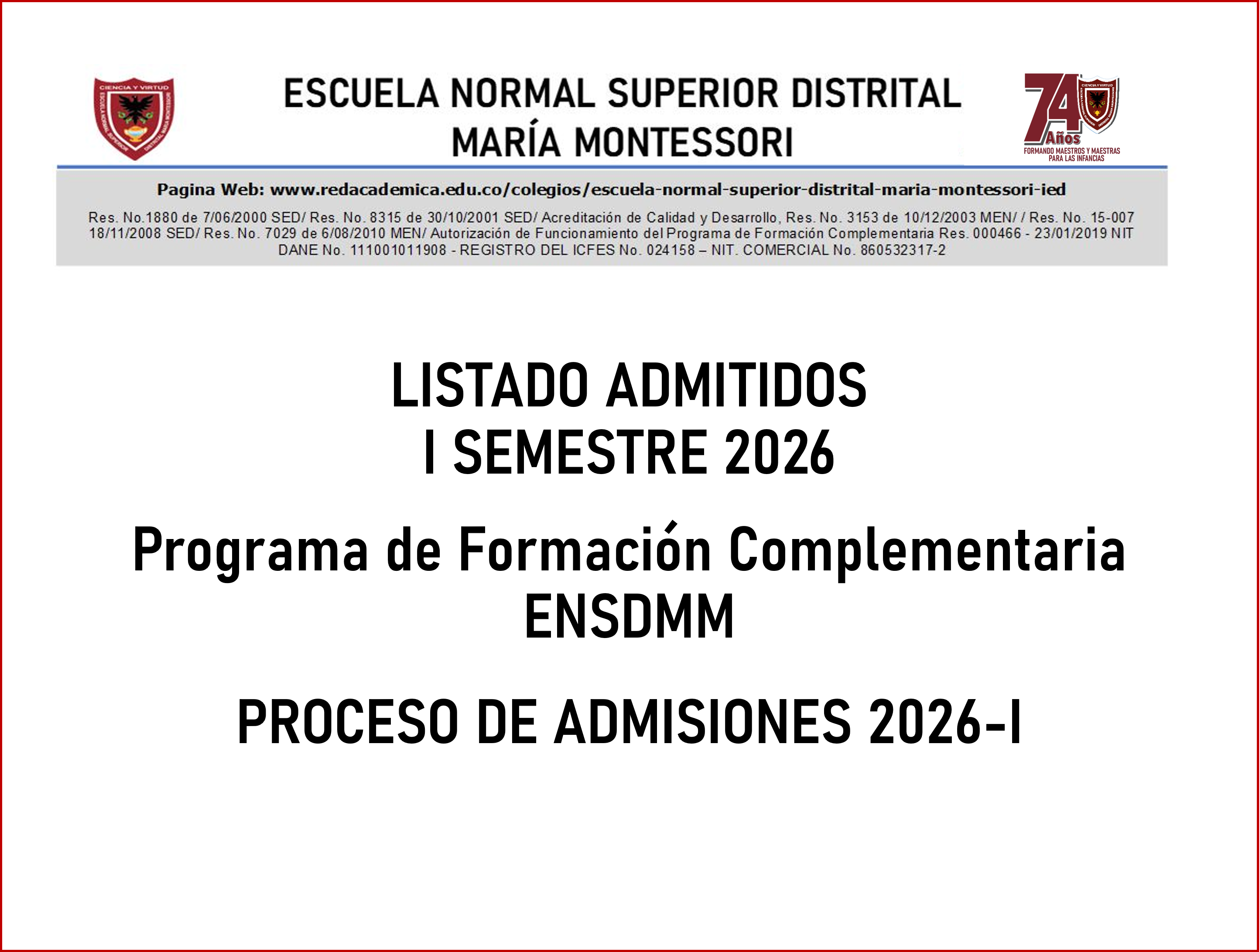 LISTA DE ADMITIDOS PFC 2026-I