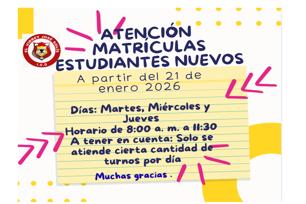 ¡ATENCIÓN A MATRÍCULAS 2026!