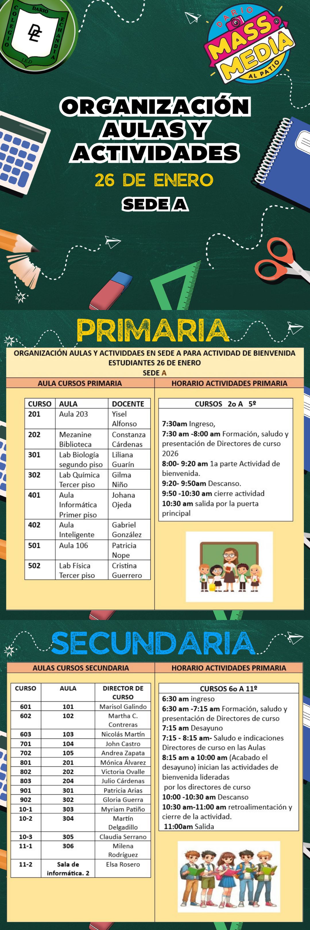Aulas y actividades 26 de enero