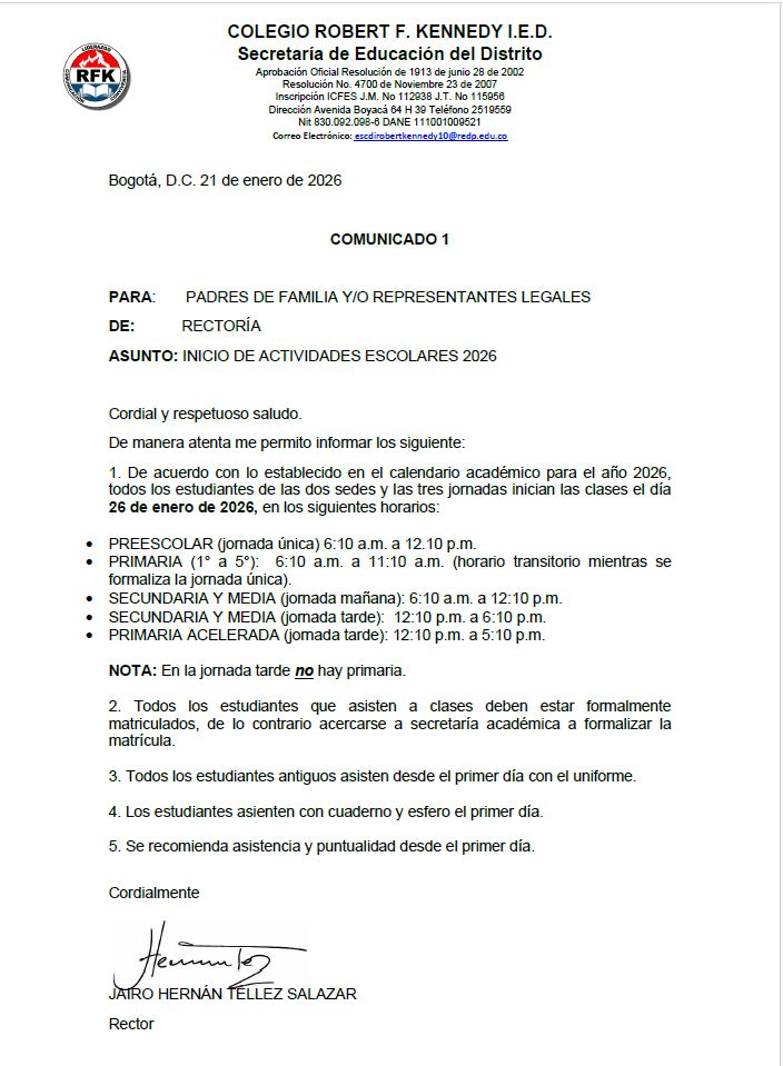 comunicado N° 1 2026