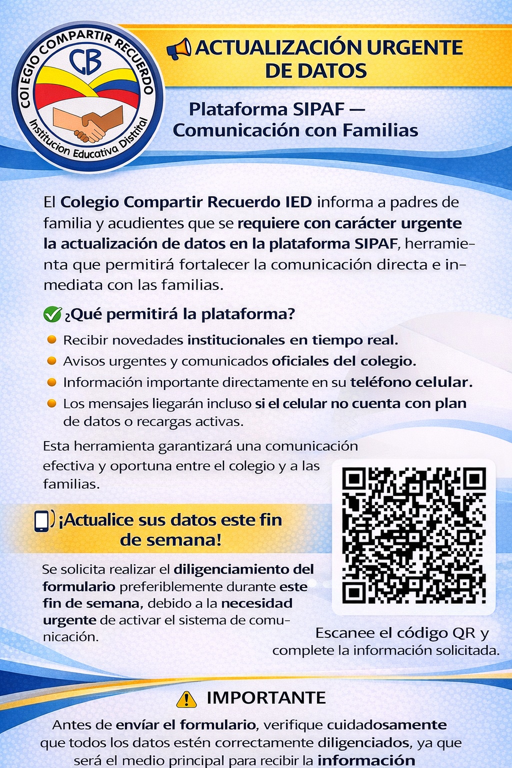 aviso web escolar sipaf