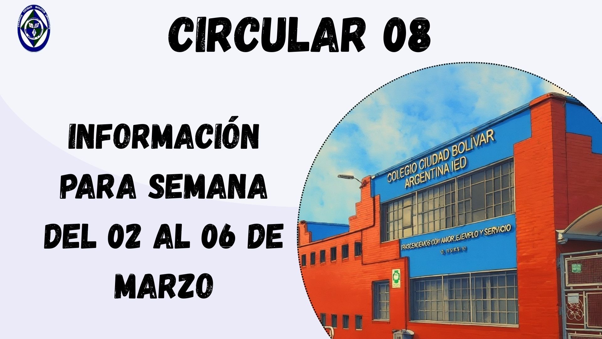 Circular 08 Información de actividades para semana del 02 al 06 de marzo