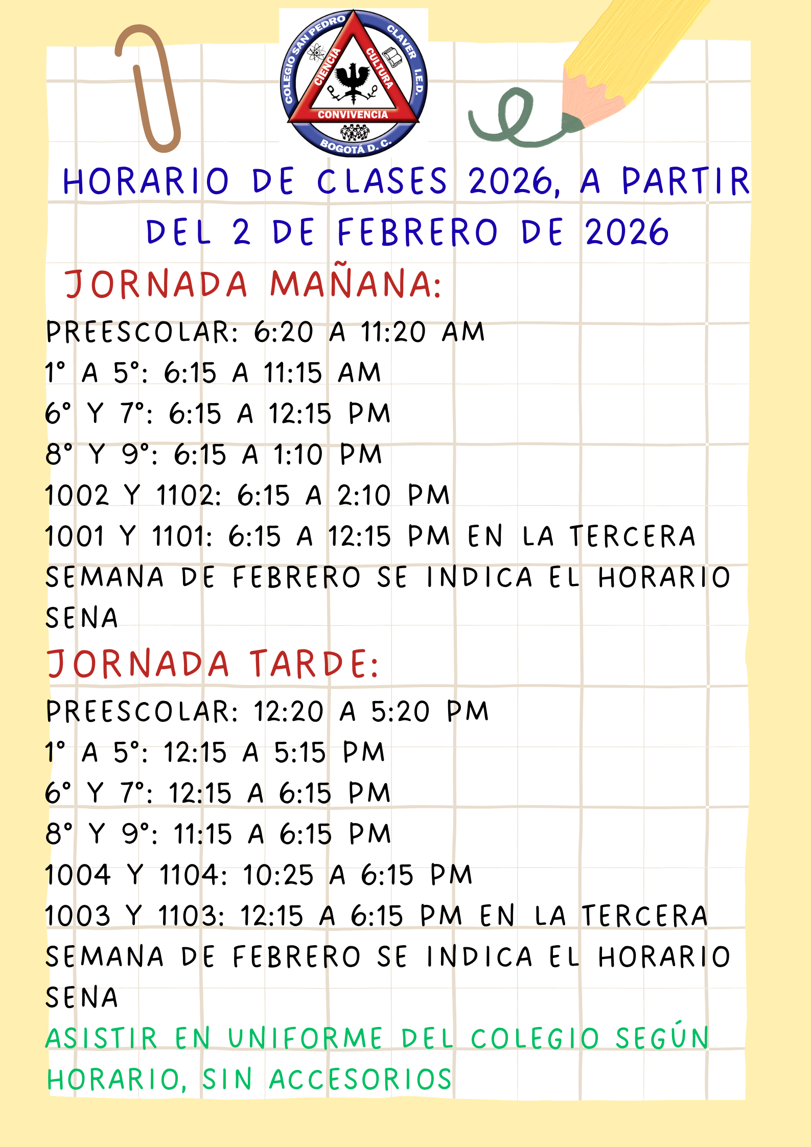 Horario 2026