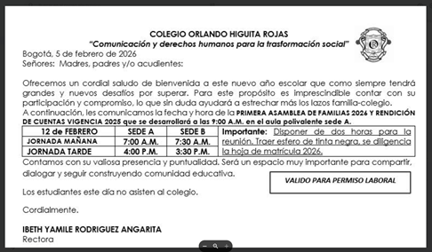 Reunión Padres de Familia año 2026