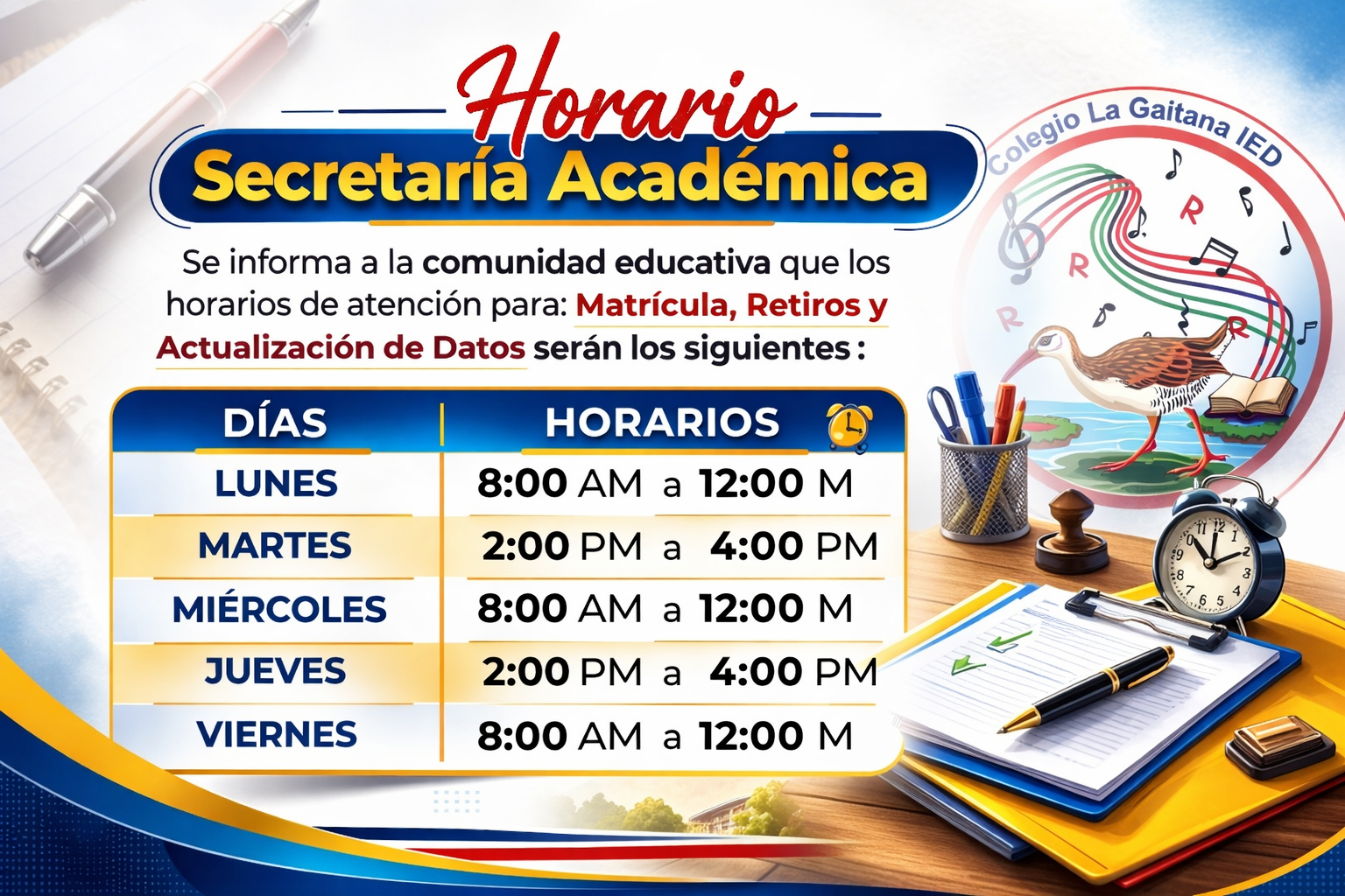 Horario Secretaria Académica 
