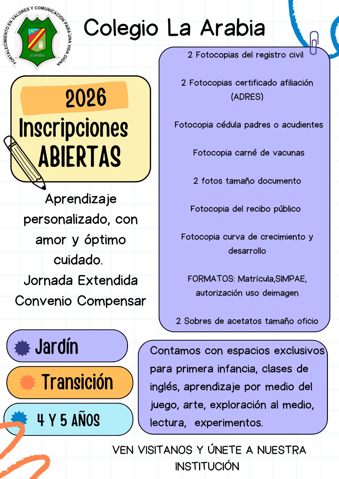 Matriculas 2026 Jardín Transición