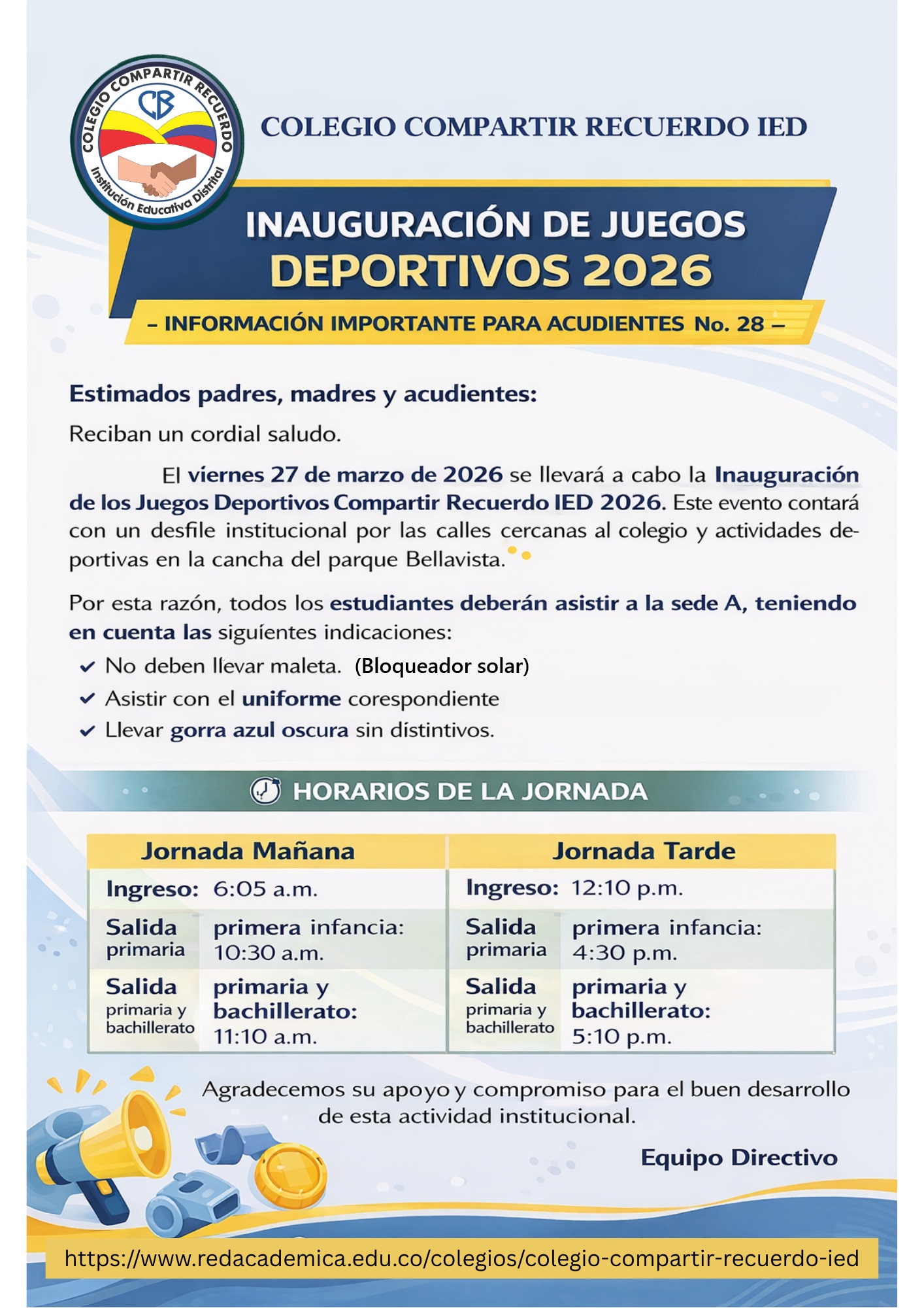 AVISO JUEGOS DEPORTIVOS 2026