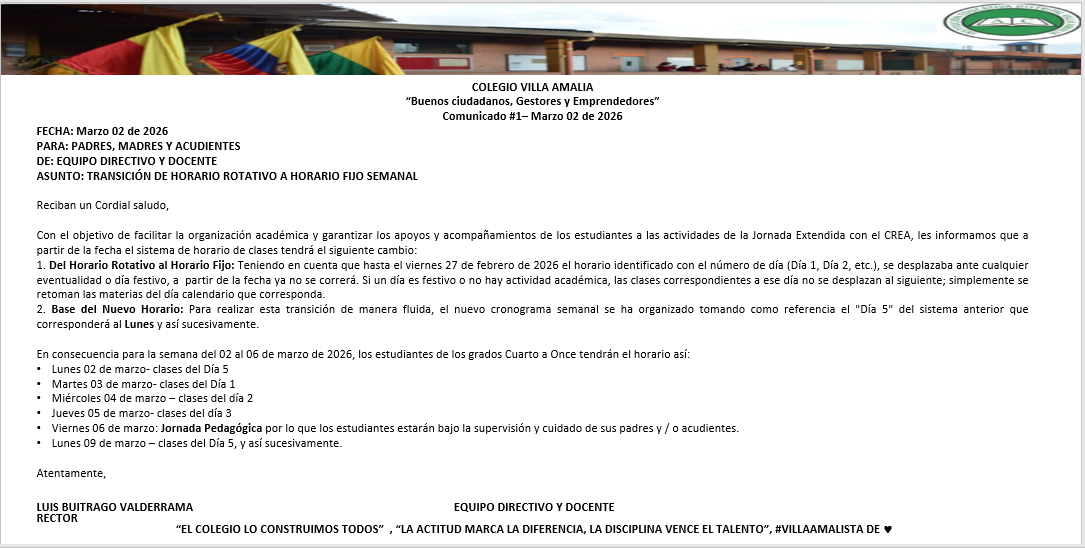 Comunicado 1 del 2 de Marzo del 2026