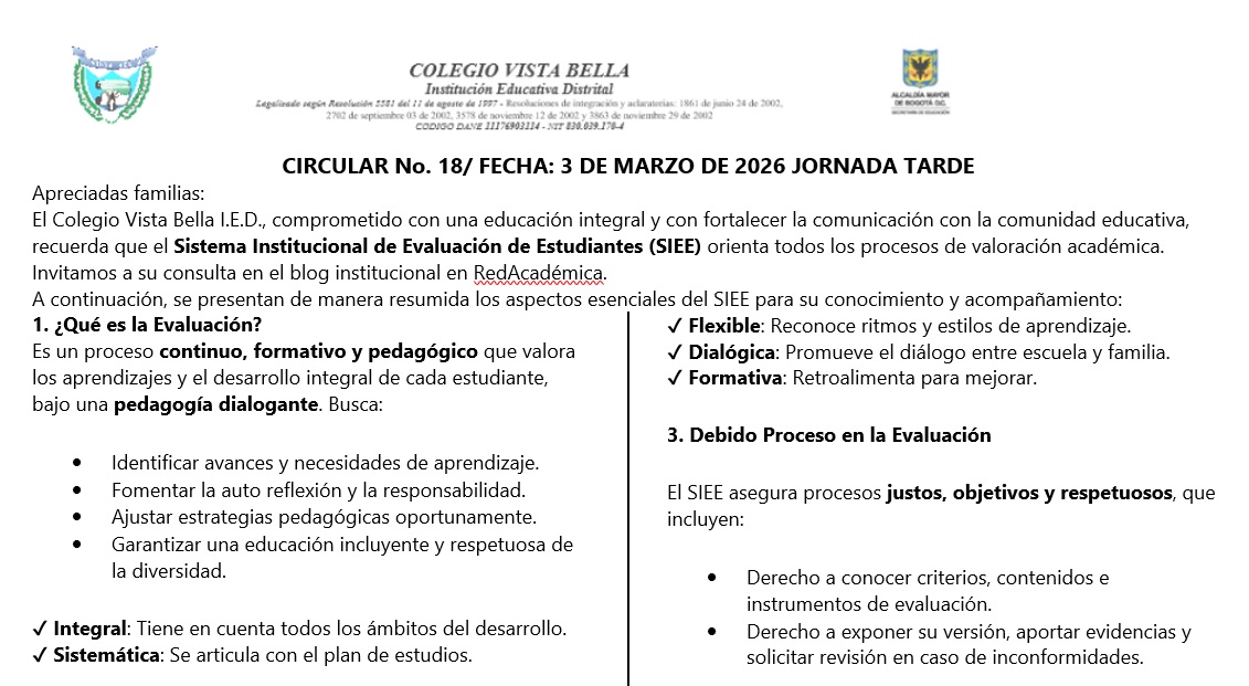 CIRCULAR No. 18/ FECHA: 3 DE MARZO DE 2026 JORNADA TARDE
