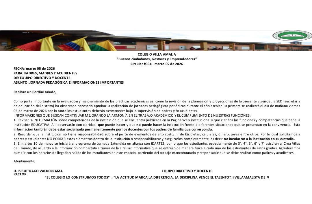 Circular 004 del 5 de Marzo del 2026