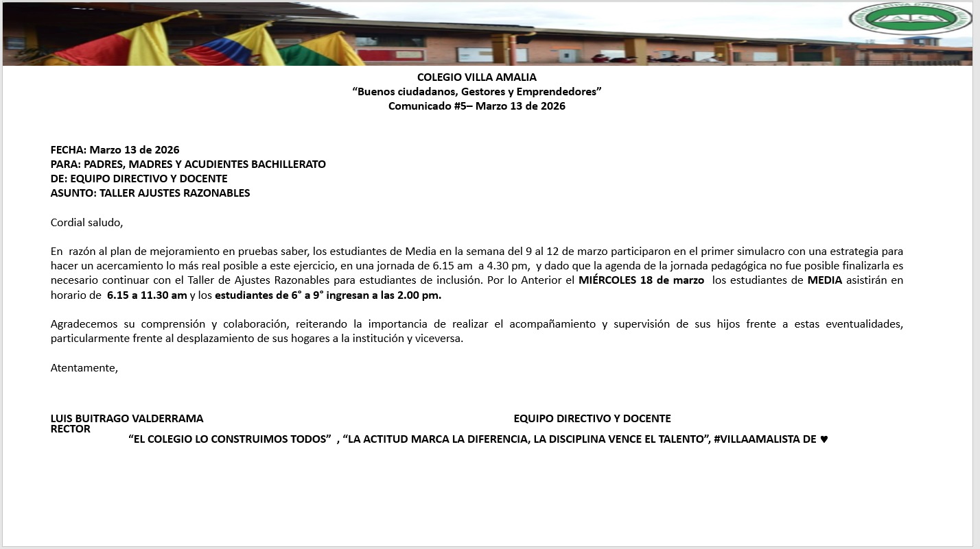 Comunicado 5 del 13 de Marzo