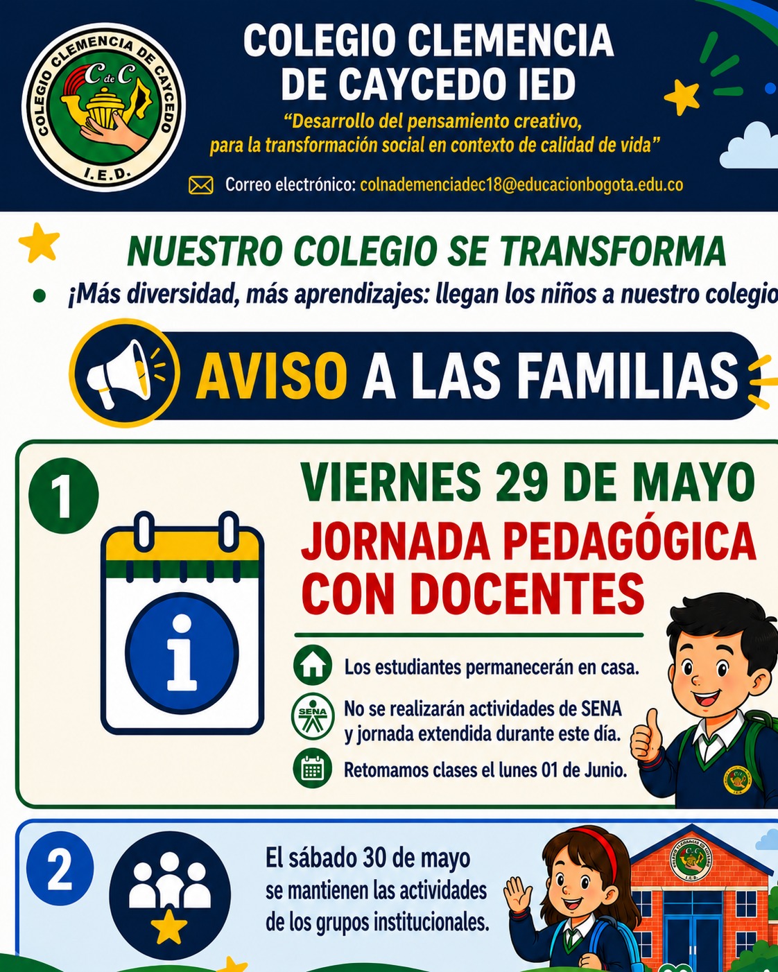 Jornada pedagógica. No hay clase