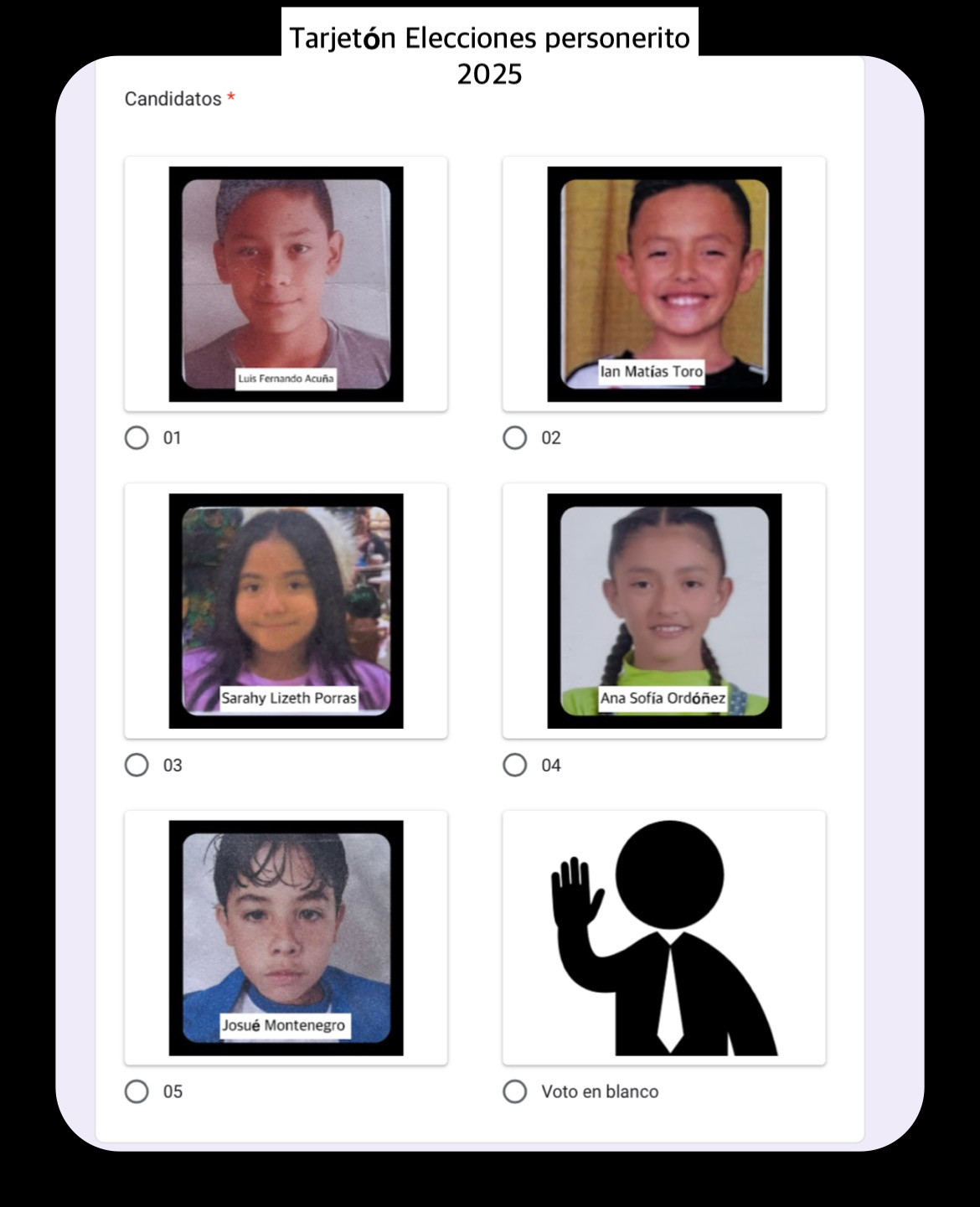 Imagen candidatos personerito tarde