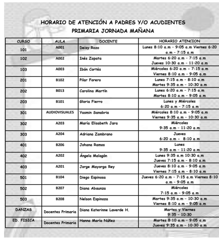 Horario primari