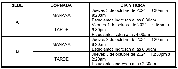 Imagen con los horario de la reunion