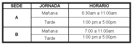 Cuadro de horarios