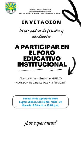 Invitación al foro institucional - 16 de agosto