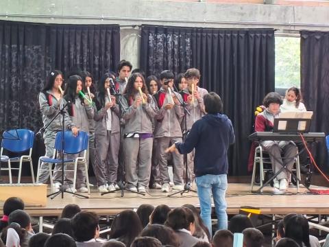 En el Concierto por la Paz del Colegio Charry IED, los grados octavo a once brillaron con un variado repertorio, destacando la interpretación de Claro de luna por el estudiante Roberto Ozuna.